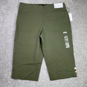 Liz Claiborne Capri Pants Women’s 14 Olive Green Pullon Elastic Comfort Waist
